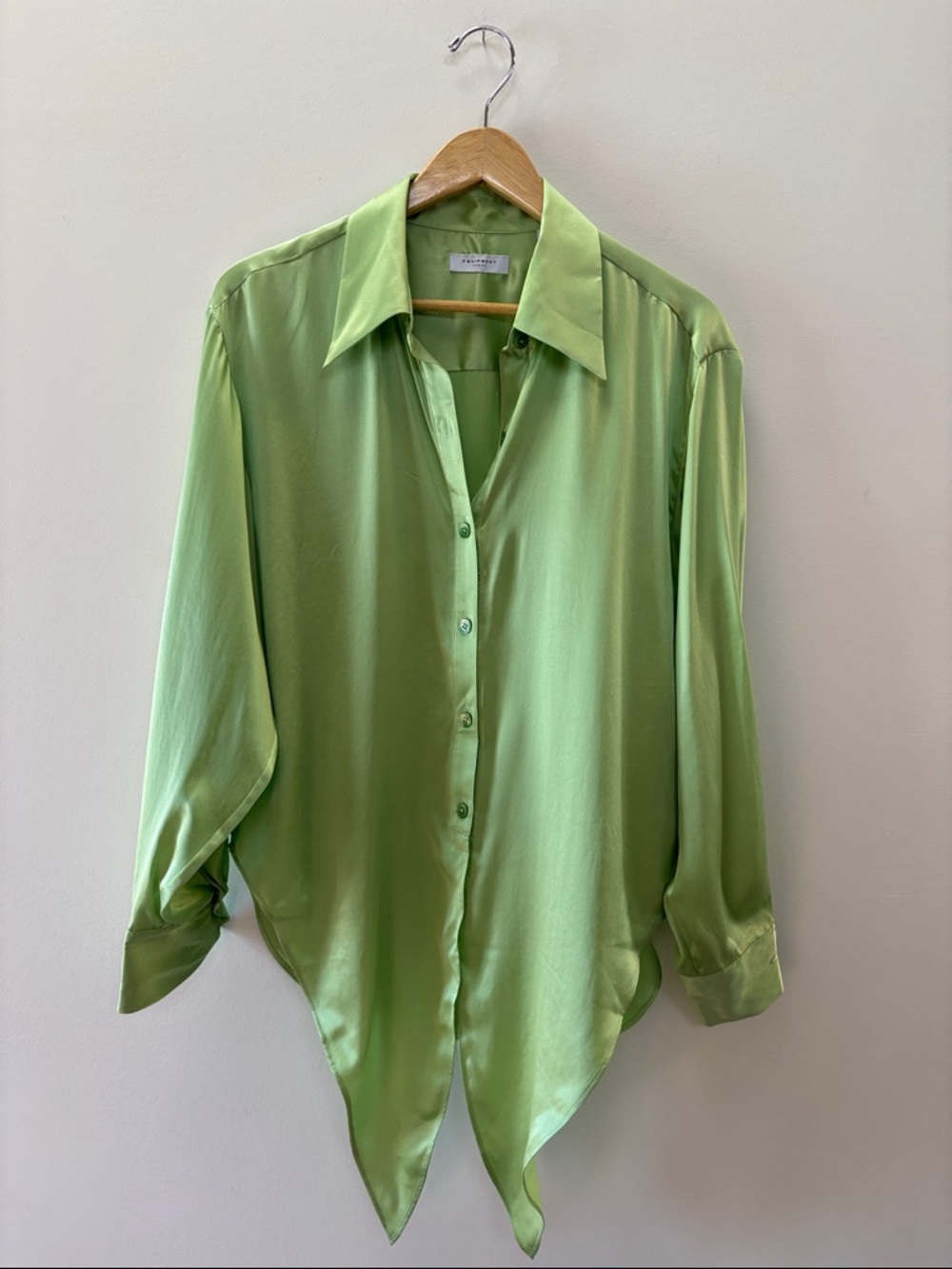 Equipment Lime Satin Button-Down Shirt